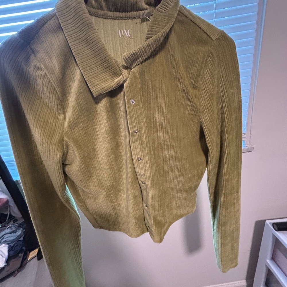 PacSun Olive Green Corduroy Button-Up Top